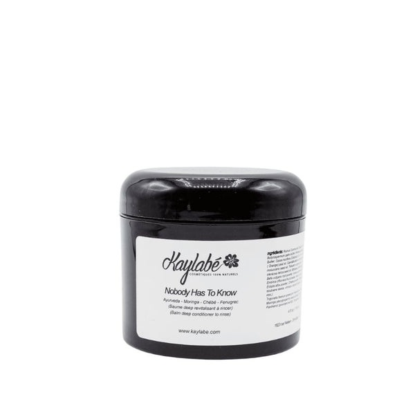 Nobody Has To Know au Chébé Kaylabé, masque capillaire à rincer pour nourrir et fortifier les cheveux crépus secs et fragilisés