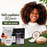 Défi Capillaire 30 jours Riz & Coco Kaylabé pour cheveux crépus, avec routine capillaire et soins gourmands offerts