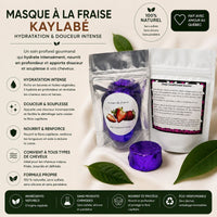 Masque solide à la fraise Kaylabé pour hydrater, nourrir et adoucir les cheveux crépus, frisés et bouclés
