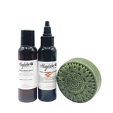 Routine anti-pellicules naturelle Kaylabé avec sérum ayurvédique, vinaigre d’hibiscus et shampoing aux plantes pour cheveux crépus