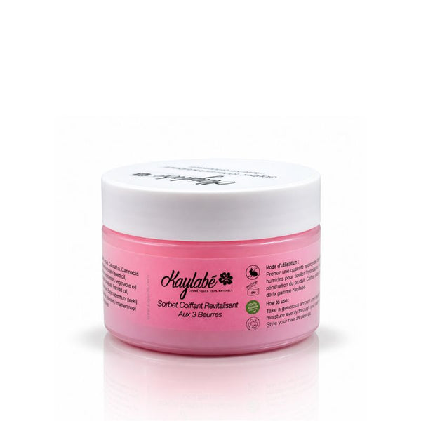 Sorbet revitalisant aux 3 beurres Kaylabé au karité, cacao, mangue, guimauve et huile de brocoli pour démêler, assouplir et nourrir les cheveux secs